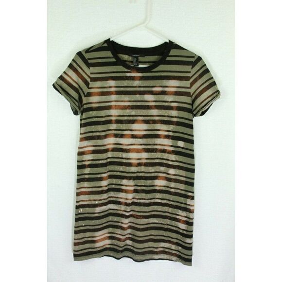 Forever 21 Top Camo Print Striped Short Sleeves Womens SMALL - Picture 3 of 4